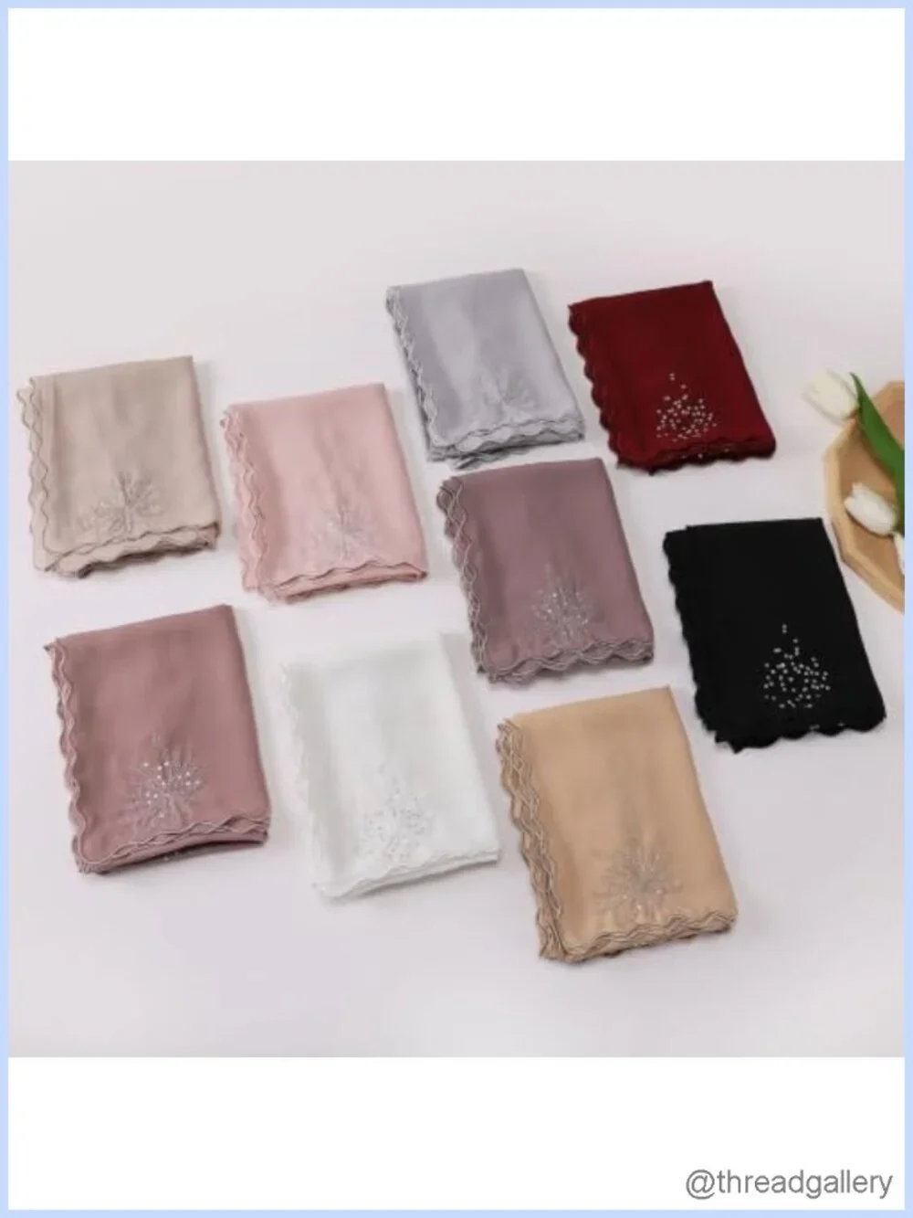 Silk Feeling Sequined Hijab Scarf for Women Embroidered Lightweight Shawl Wrap